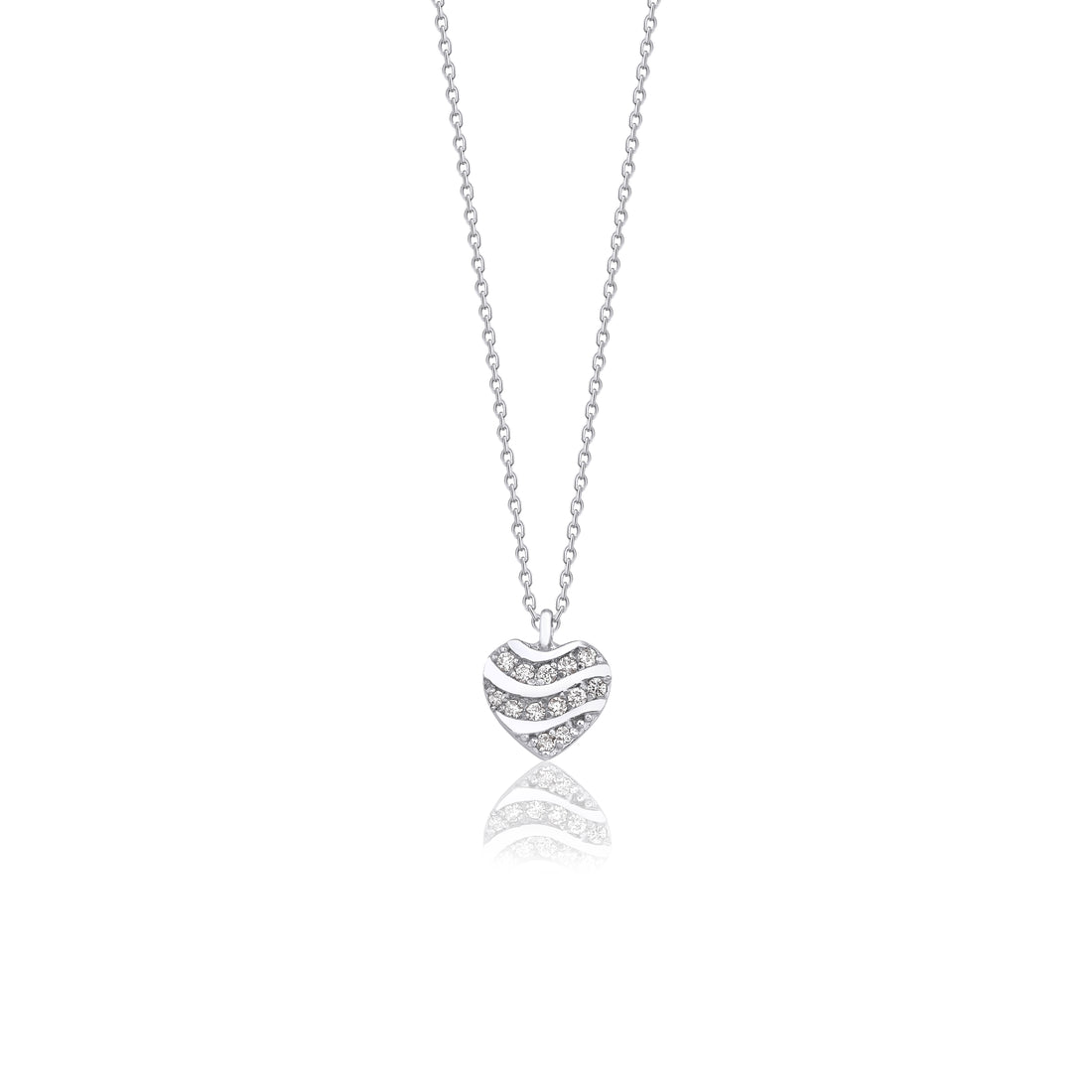 14K Solid Gold Layered Heart Diamond Necklace