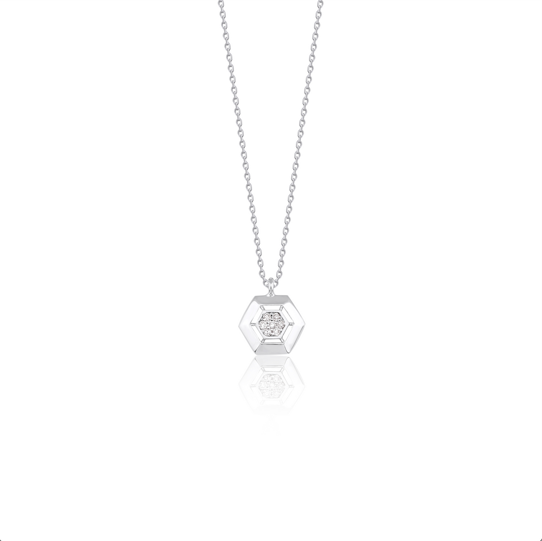 14K Solid Gold Hexa Glow Diamond Necklace