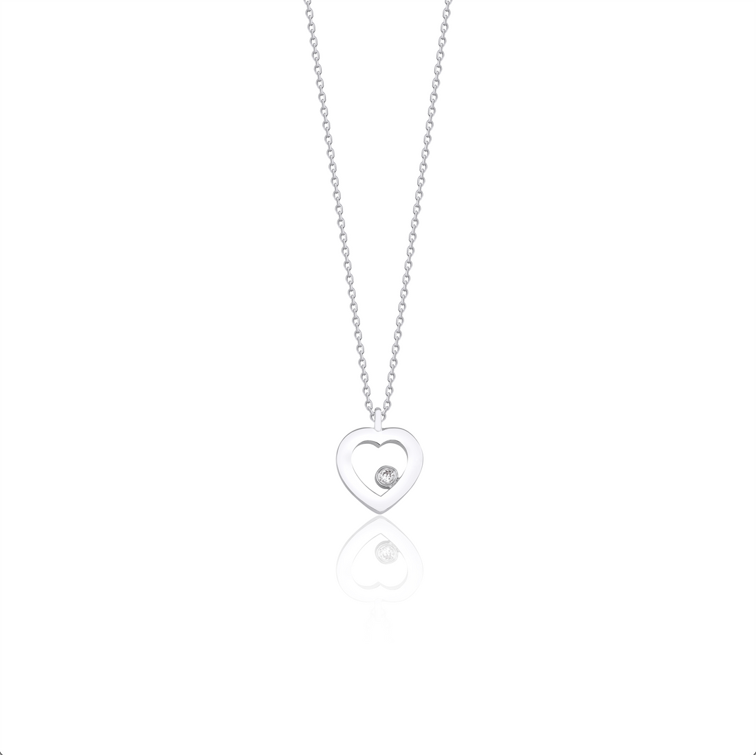14K Solid Gold Heart's Glow Diamond Necklace