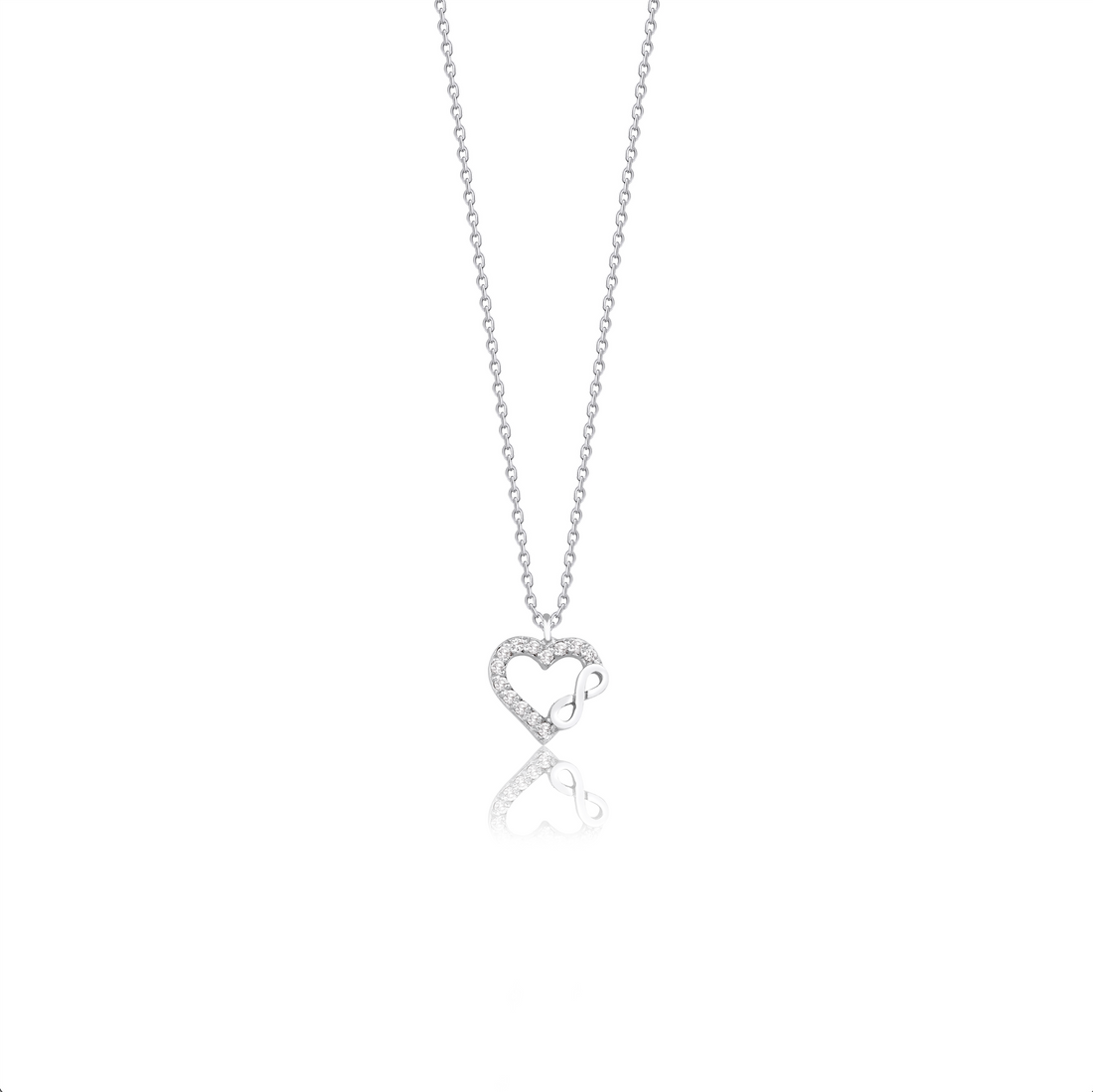14K Solid Gold Infinite Heart Diamond Necklace