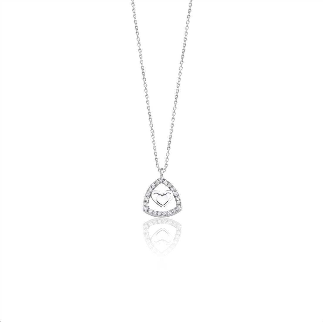 14K Solid Gold Eternal Triangel Heart Diamond Necklace