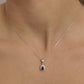 14K Solid Gold Minimalist Drop Cut Sapphire Necklace