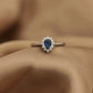 14K Solid Gold Drop Cut Entourage Blue Ring