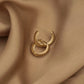 14K Solid Gold Circle Serrated Round Hoop Earrings