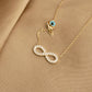 14K Solid Gold Infinity With Stones Necklace