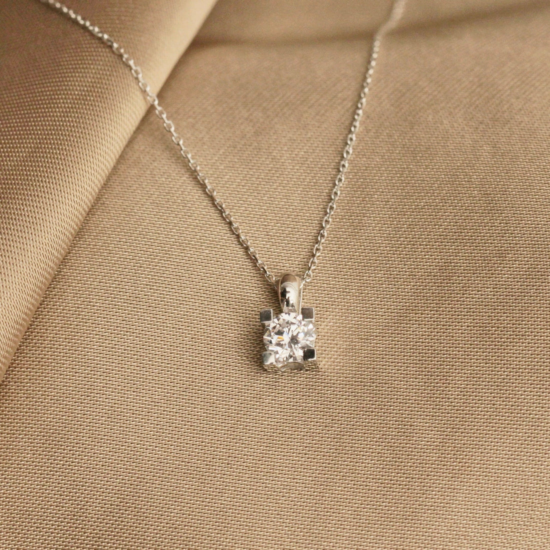 925 Sterling Silver Nail Charm Solitaire Stone Necklace