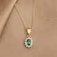14K Solid Gold Minimalist Oval Emerald Necklace