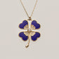 925 Sterling Silver Navy Blue Clover Necklace