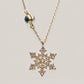 14K Solid Gold Snowflake With Stones Necklace