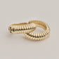 14K Solid Gold Circle Serrated Round Hoop Earrings