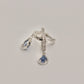 14K Solid Gold Hoop Cellular Blue Teardrop Earrings