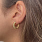 14K Solid Gold Circle Serrated Round Hoop Earrings