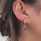 14K Solid Gold Hoop Cellular Blue Teardrop Earrings